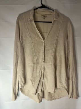 Lucky Brand Tan  Button-Front Women's Textured Gauze  Shirt